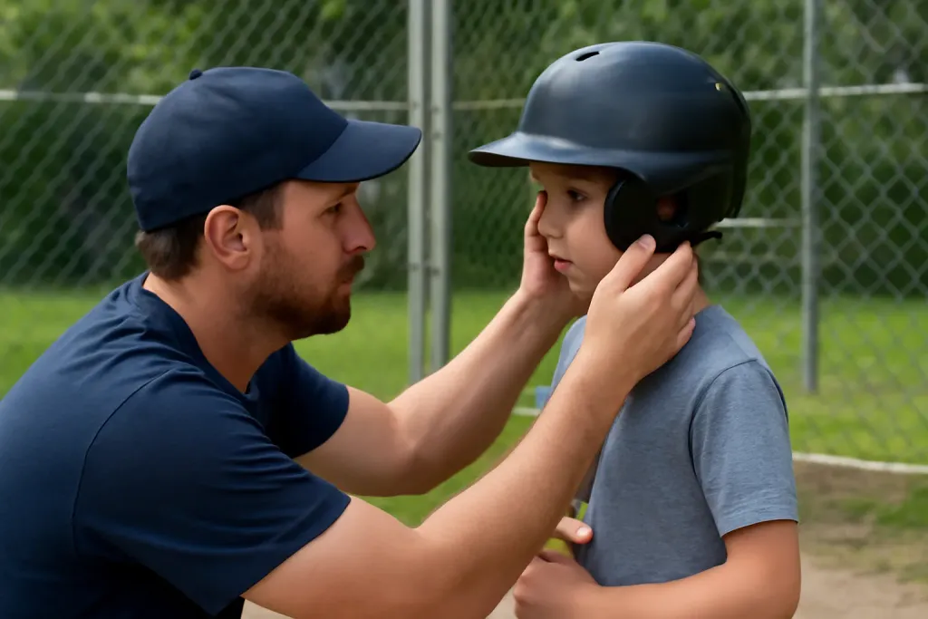 A second photo showing a related step or detail for batting helmet fit checklist