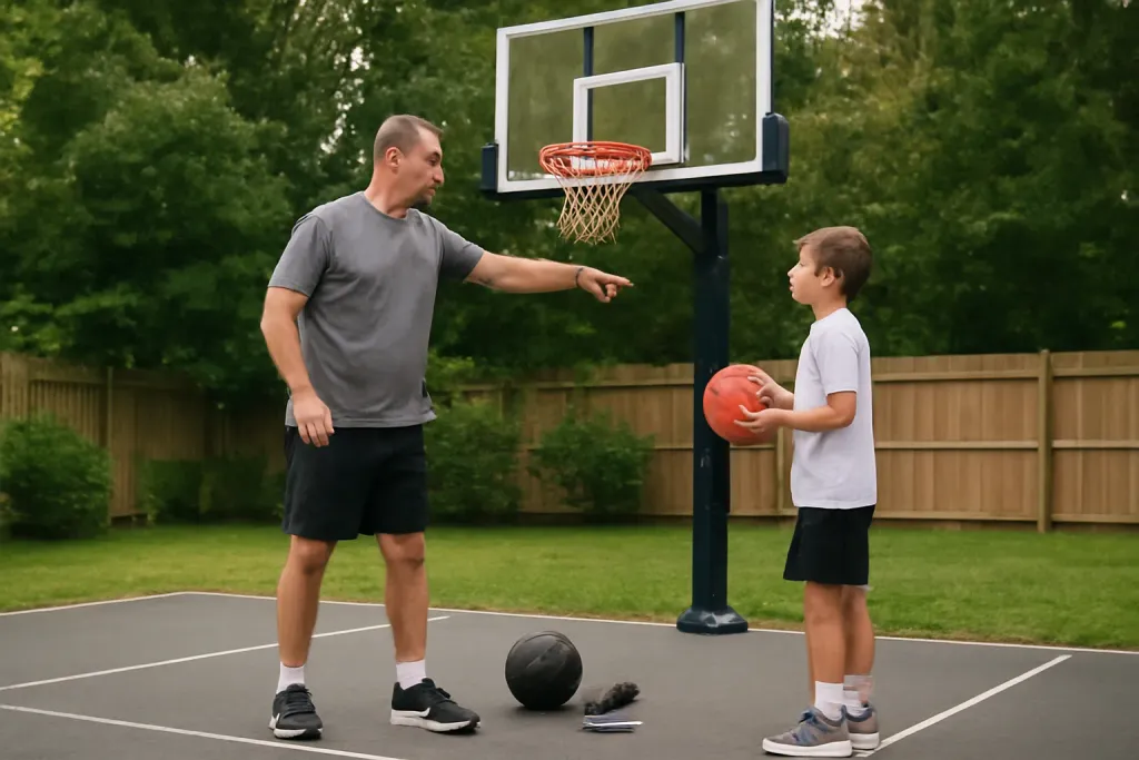 A second photo showing a related step or detail for basketball rim height youth practice
