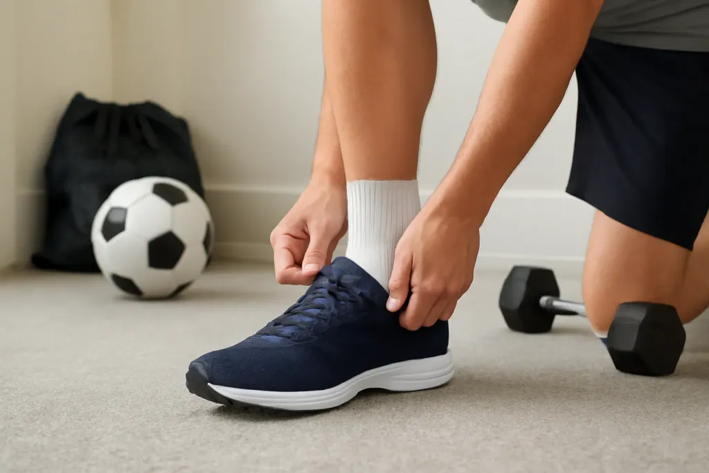 A second photo showing a related step or detail for sizing athletic shoes growing foot
