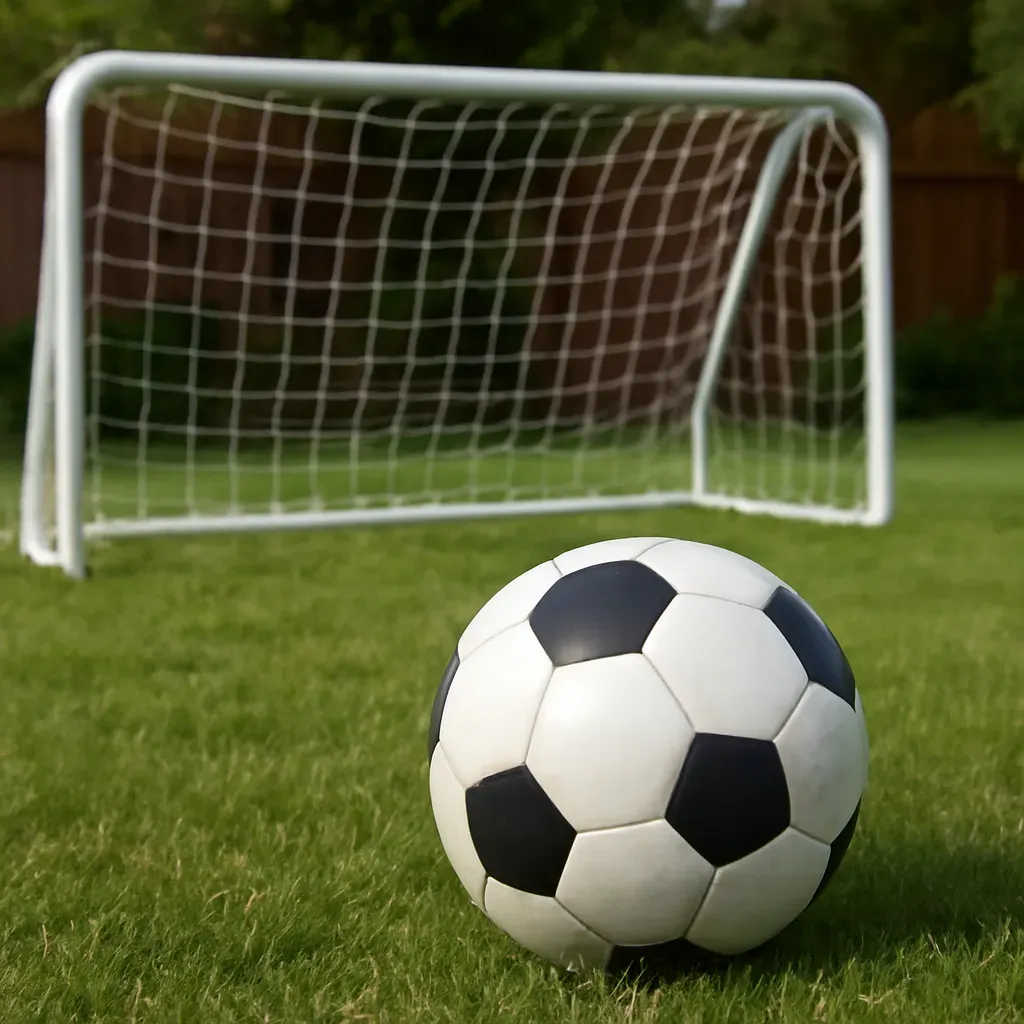 AI-generated editorial product photograph (not the exact linked listing) of beginner soccer ball (youth size)