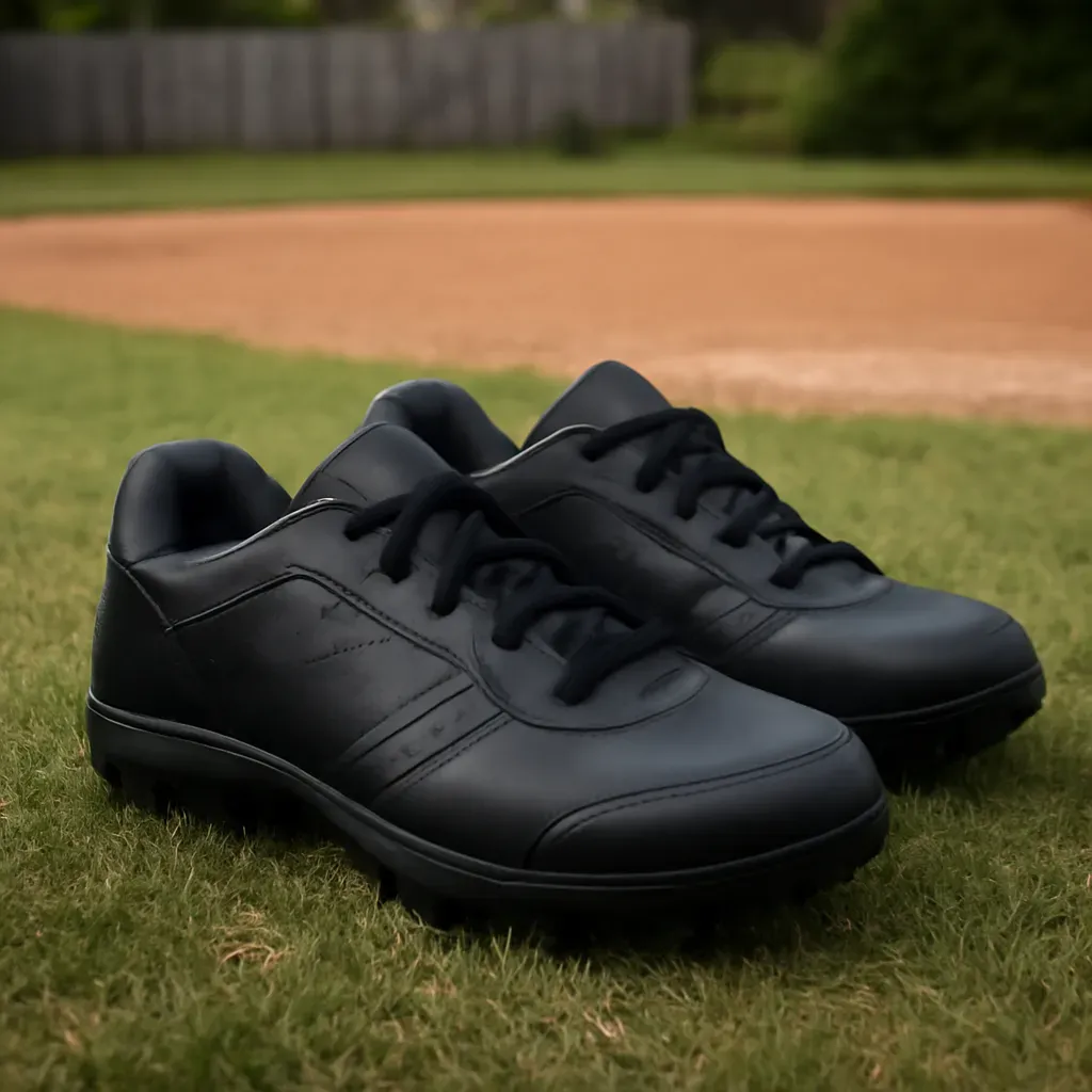 AI-generated editorial product photograph (not the exact linked listing) of cleats for backyard/rec baseball & softball