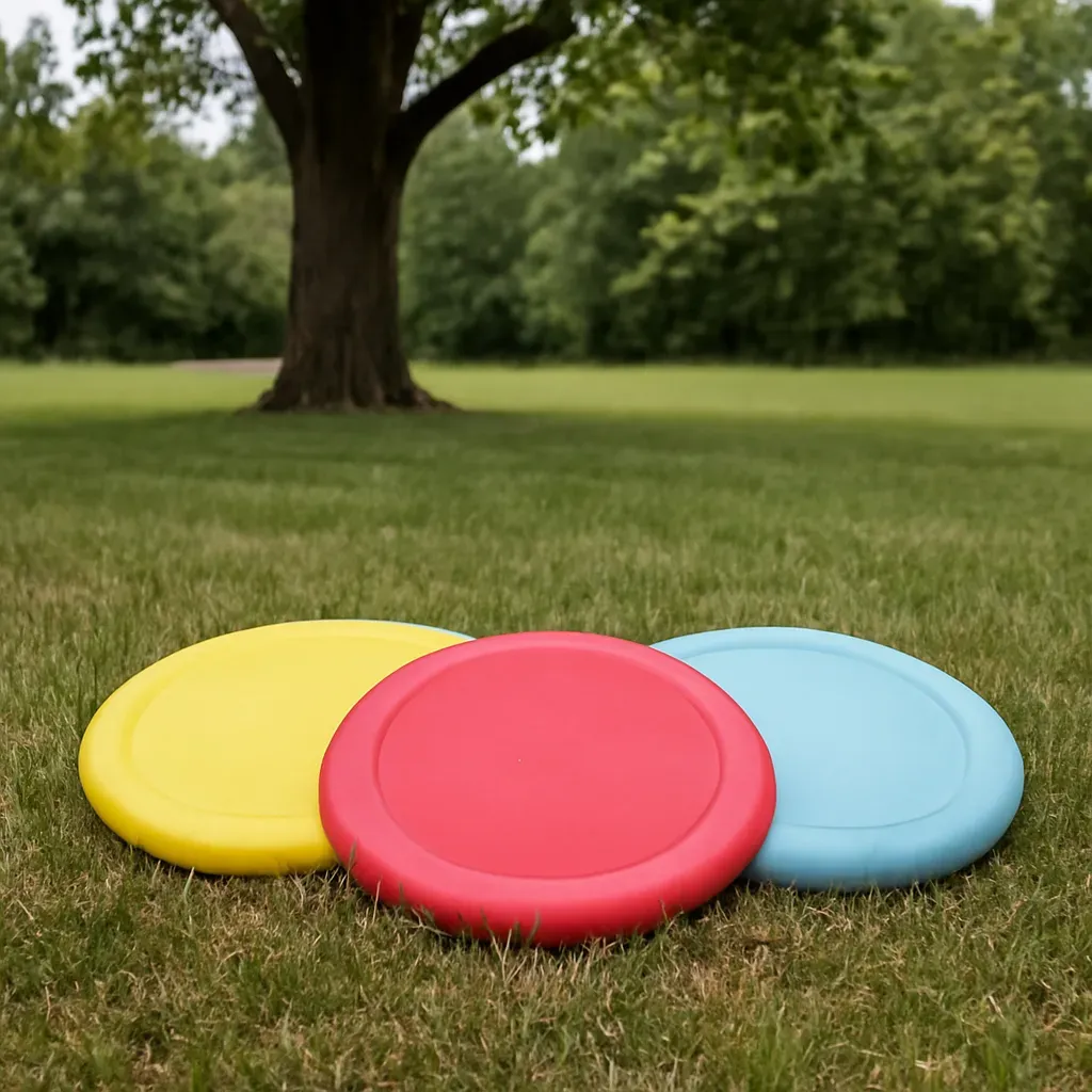 AI-generated editorial product photograph (not the exact linked listing) of disc golf starter set (3-disc)