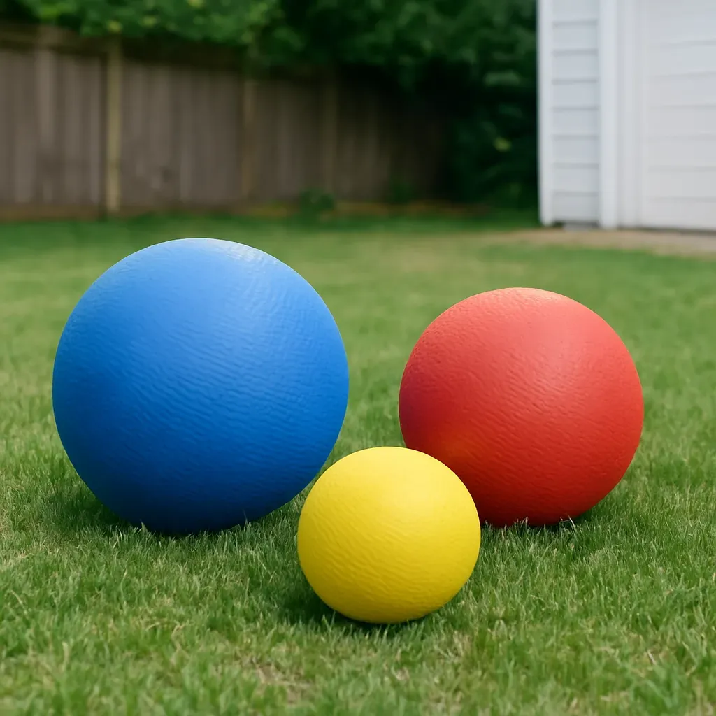 AI-generated editorial product photograph (not the exact linked listing) of multi-sport playground ball variety pack