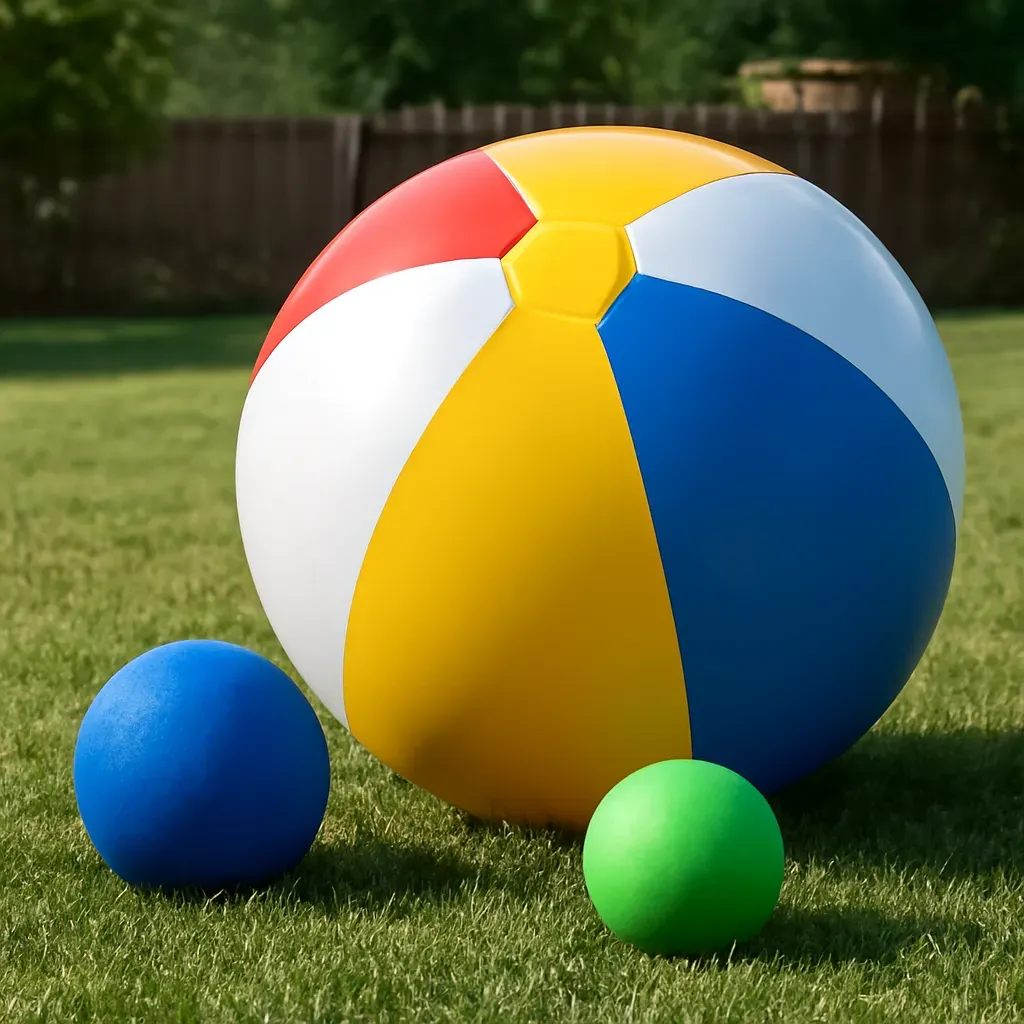 AI-generated editorial product photograph (not the exact linked listing) of outdoor recreation activity ball set