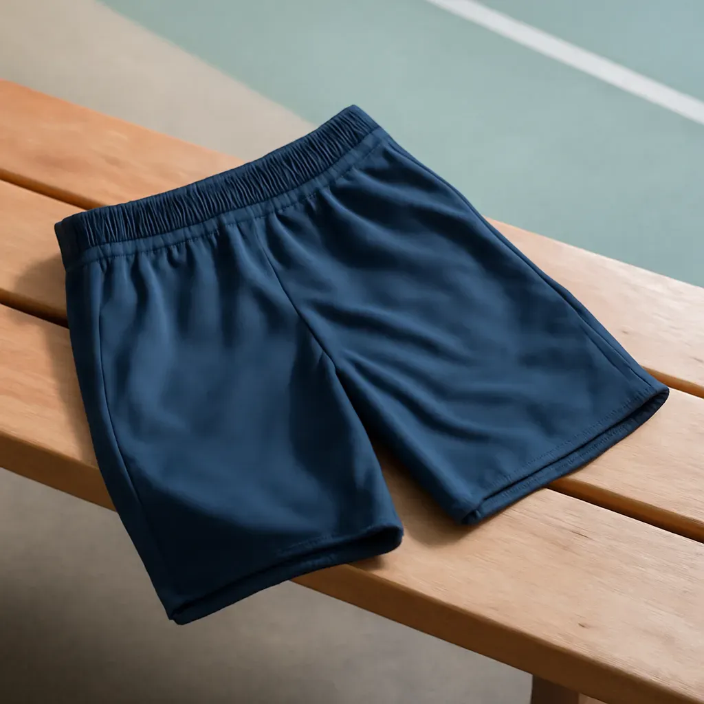 AI-generated editorial product photograph (not the exact linked listing) of quick-dry athletic shorts