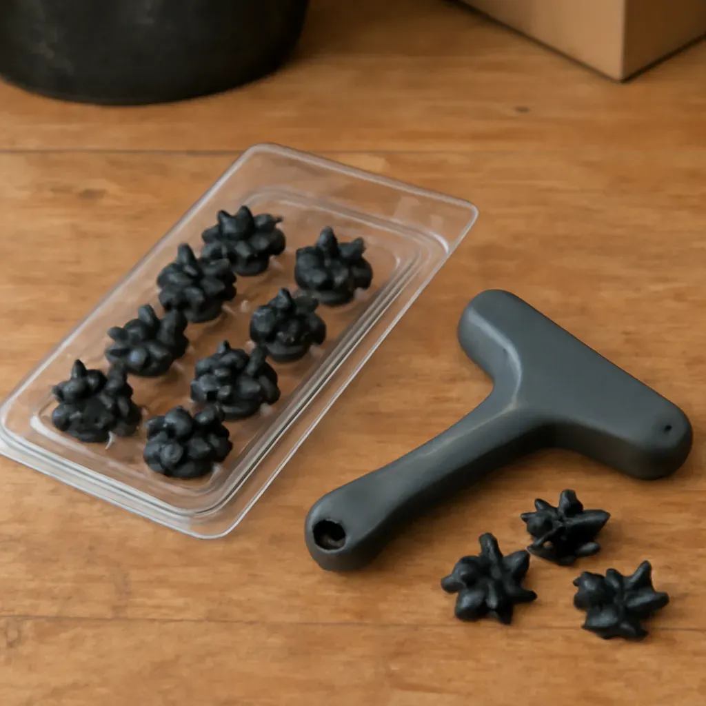 AI-generated editorial product photograph (not the exact linked listing) of replacement shoe traction cleats/spikes multi-pack