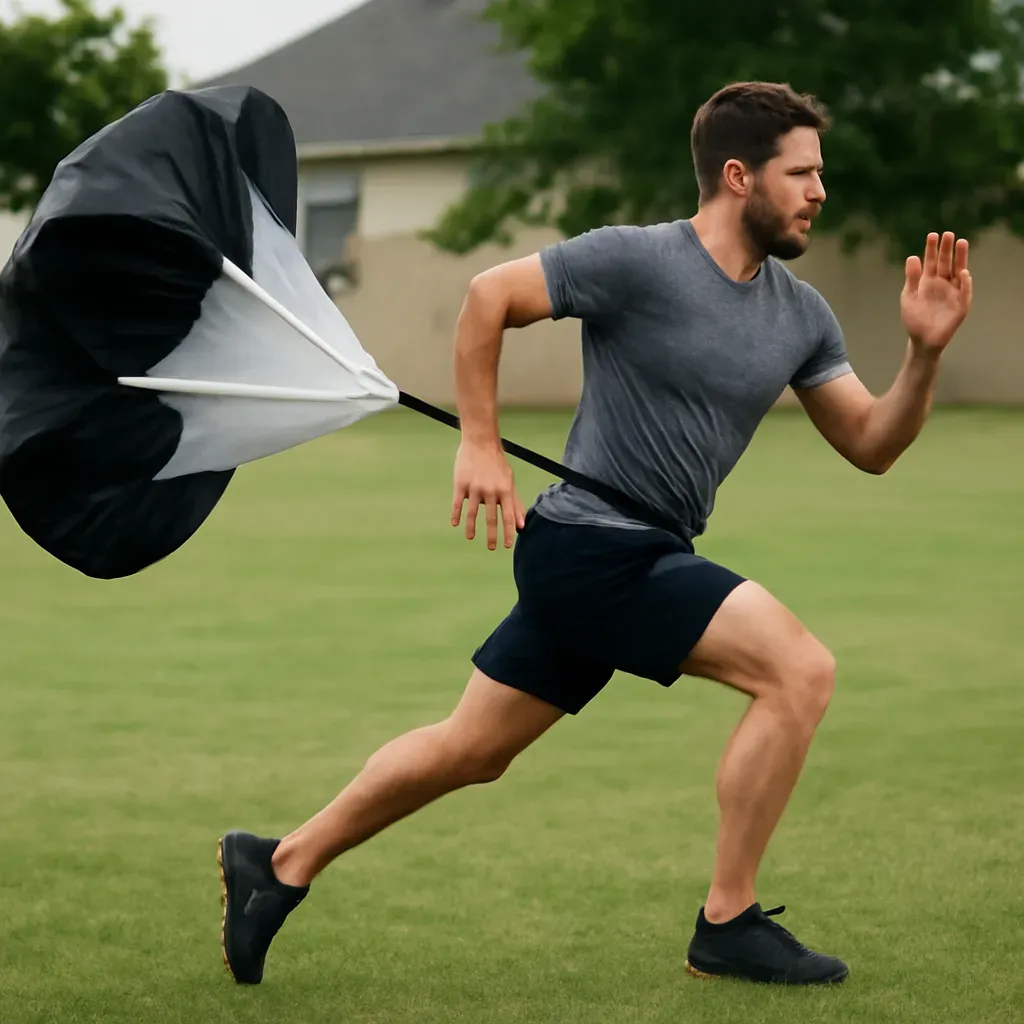 AI-generated editorial product photograph (not the exact linked listing) of resistance agility parachute (recreational)