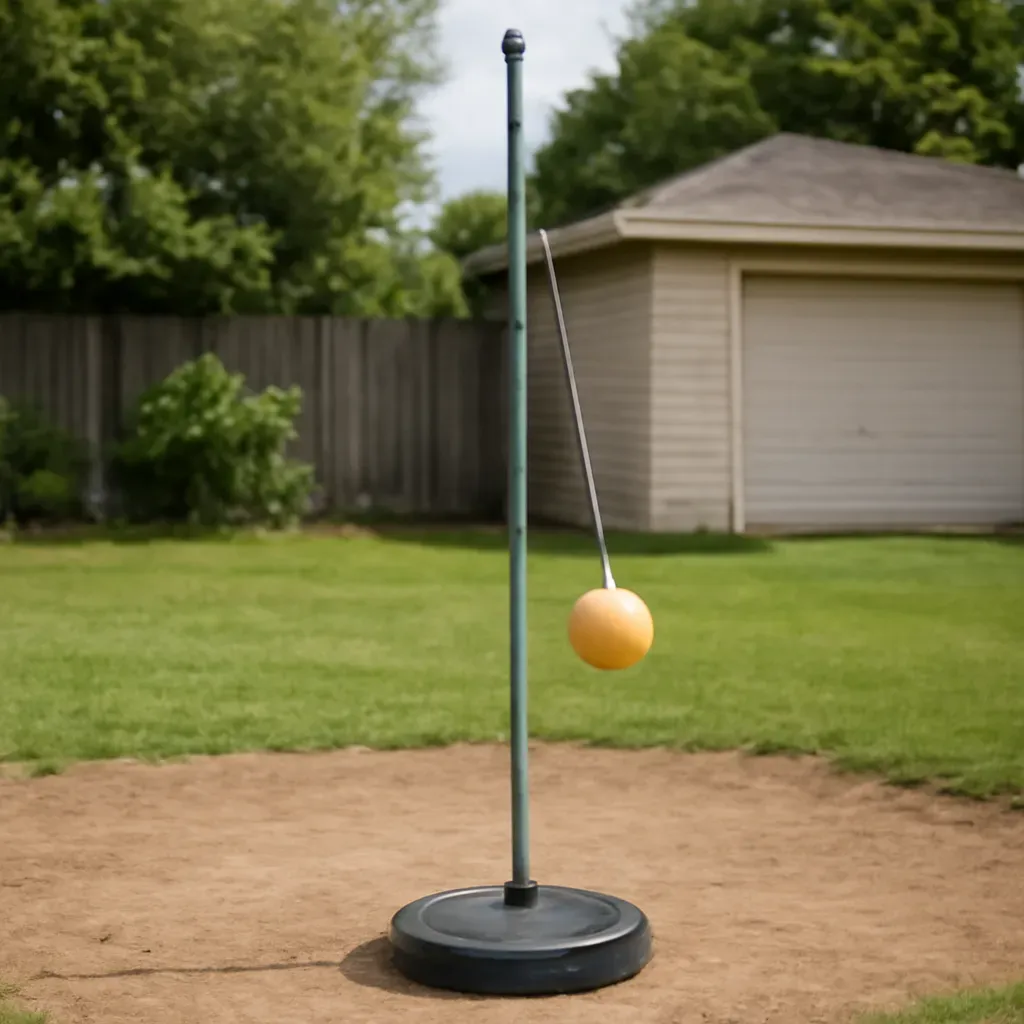 AI-generated editorial product photograph (not the exact linked listing) of tetherball set with ground pole