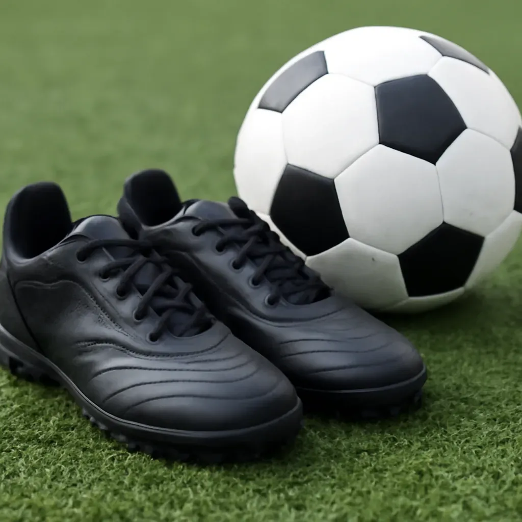 AI-generated editorial product photograph (not the exact linked listing) of turf-specific soccer shoes
