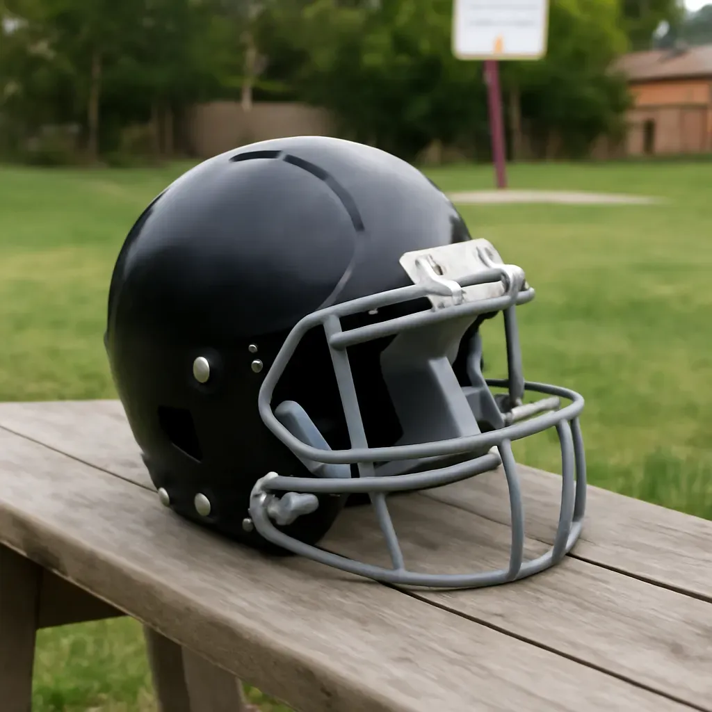 AI-generated editorial product photograph (not the exact linked listing) of youth practice face guard
